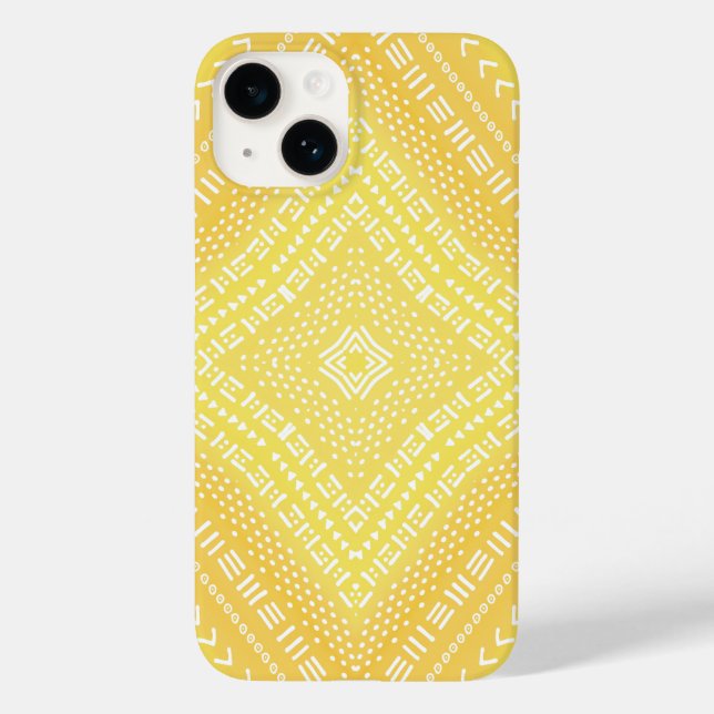 Lemon Yellow Boho Mandala Kaleidoscope Case-Mate iPhone 14 Hülle (Rückseite)