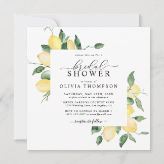 Lemon Yellow Boho Wasserfarbe Elegantes Brautparty Einladung