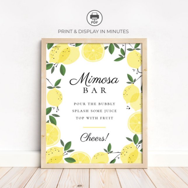 Lemon Yellow Citrus Mimosa Bar Sign Poster (Von Creator hochgeladen)