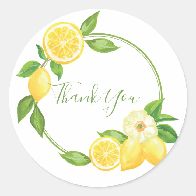 Lemon Yellow Citrus Vielen Dank für Ihr Interesse  Runder Aufkleber (Vorderseite)