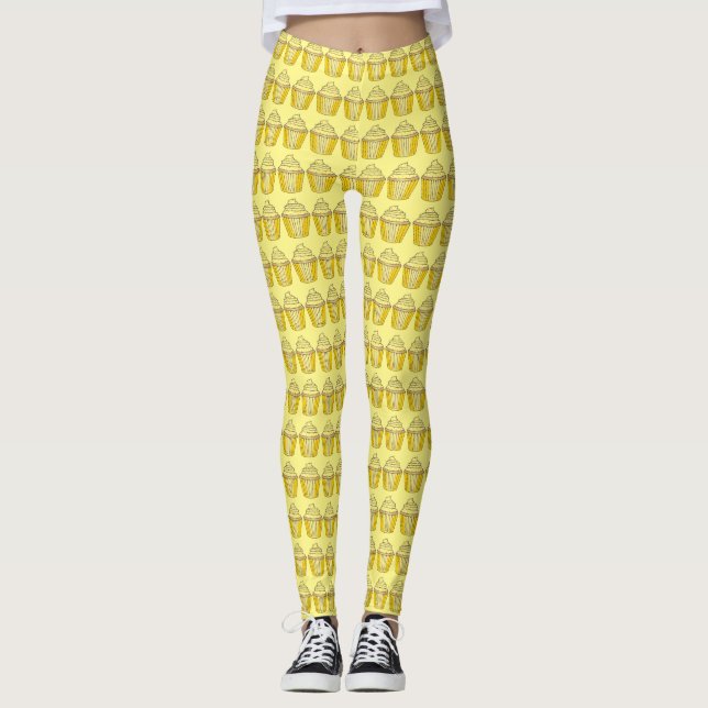 Lemon Yellow Cupcake Cupcakes Cupcakes Cake Print  Leggings (Vorderseite)