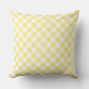 Lemon Yellow Diagonal Karo Gingham Pattern Kissen