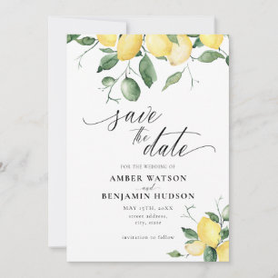 Lemon Yellow Fruit Garden Wedding Save the Date Einladung