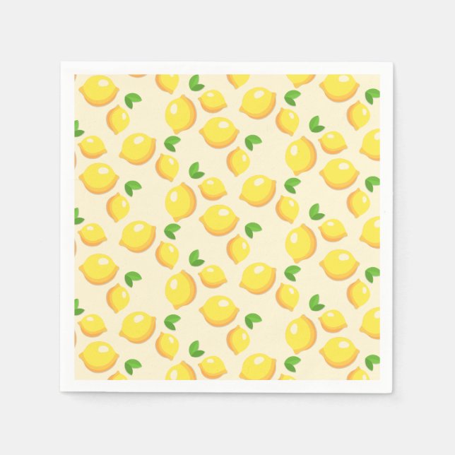 Lemon Yellow Gemustert Picnic oder Party Napkins Serviette (Vorderseite)