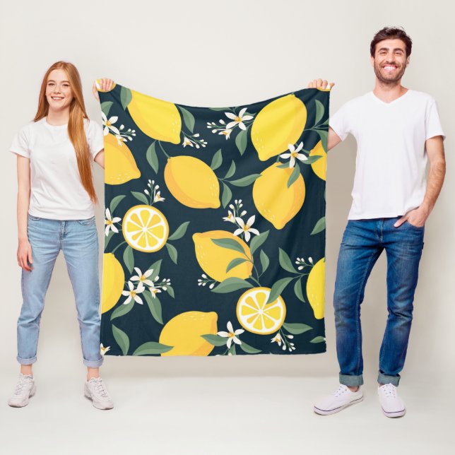 Lemon Yellow Leaf Pattern Fleecedecke (Beispiel)