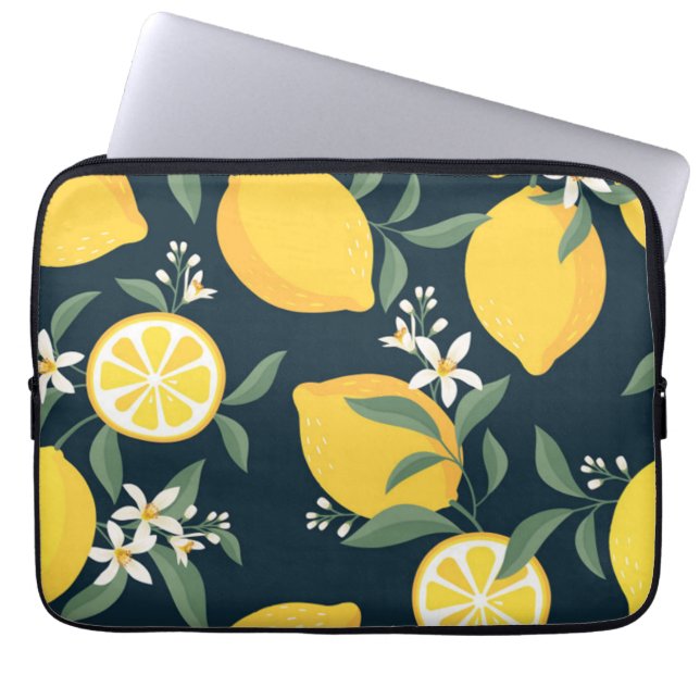 Lemon Yellow Leaf Pattern Laptopschutzhülle (Vorderseite)