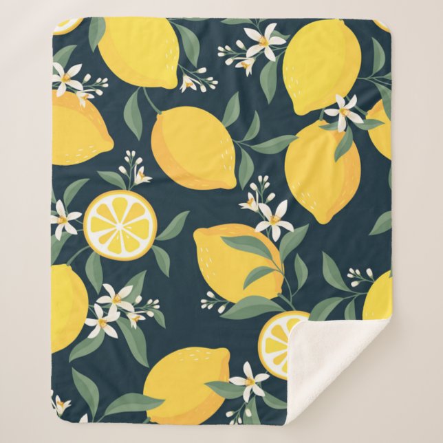 Lemon Yellow Leaf Pattern Sherpadecke (Vorderseite)