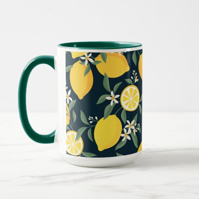 Lemon Yellow Leaf Pattern Tasse (Links)