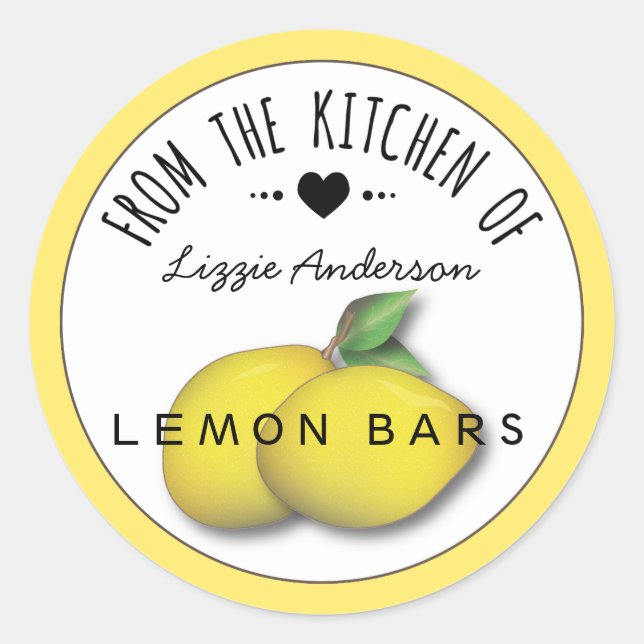 Lemon Yellow Modern from the Kitchen of Label Runder Aufkleber (Vorderseite)