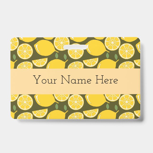 Lemon Yellow Modern Fun Niedlich Ausweis (Vorderseite)