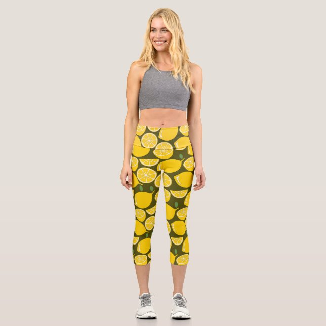 Lemon Yellow Modern Fun Niedlich Capri Leggings (Vorderseite)