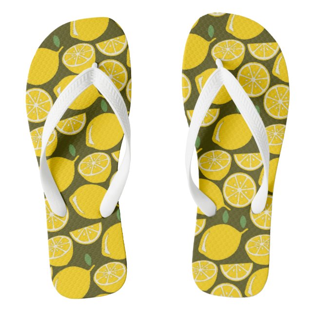 Lemon Yellow Modern Fun Niedlich Flip Flops (Fußbett)