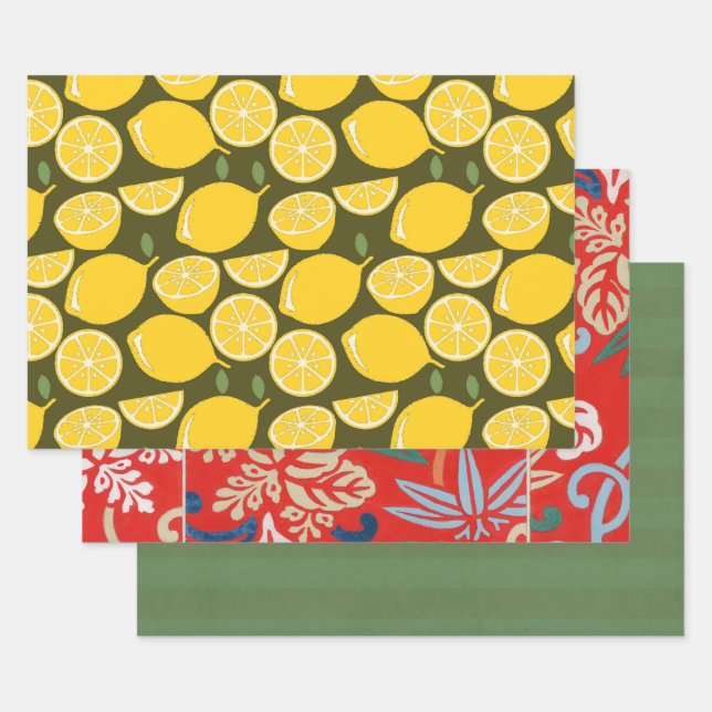 Lemon Yellow Modern Fun Niedlich Geschenkpapier Set (Set)