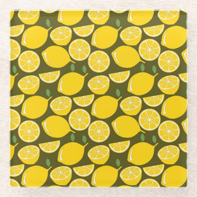 Lemon Yellow Modern Fun Niedlich Glasuntersetzer (Vorderseite)