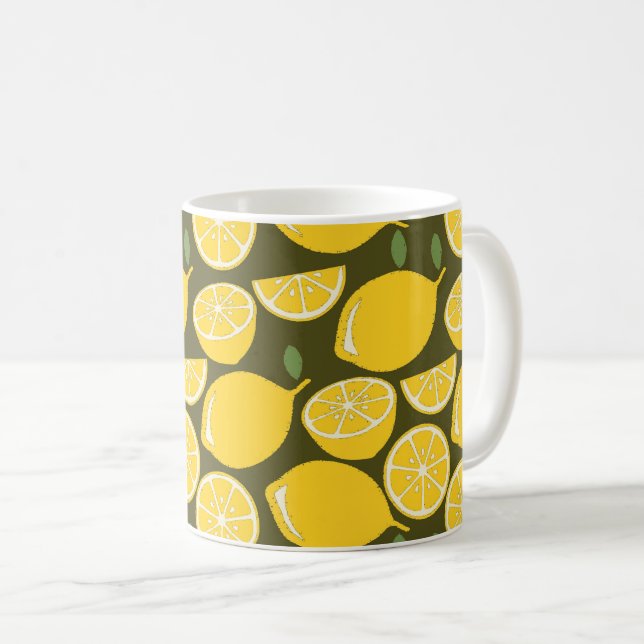 Lemon Yellow Modern Fun Niedlich Kaffeetasse (VorderseiteRechts)