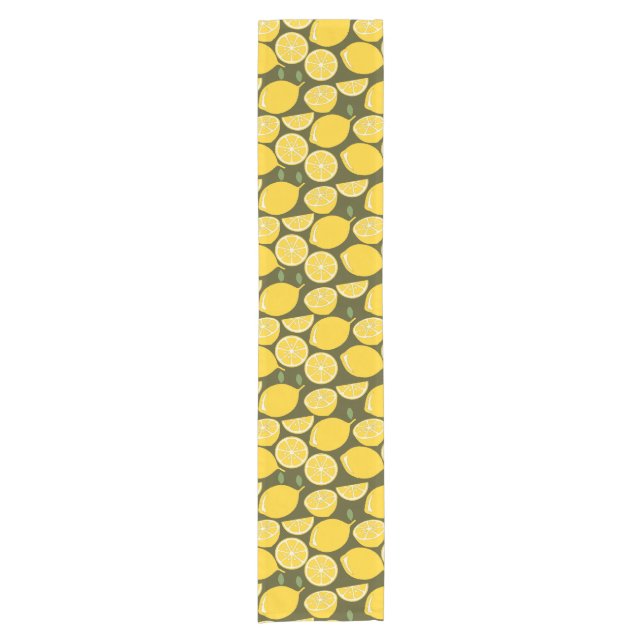 Lemon Yellow Modern Fun Niedlich Kurzer Tischläufer (Vorderseite)
