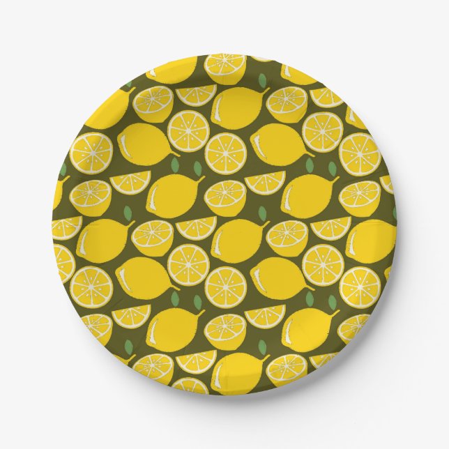 Lemon Yellow Modern Fun Niedlich Pappteller (Vorderseite)