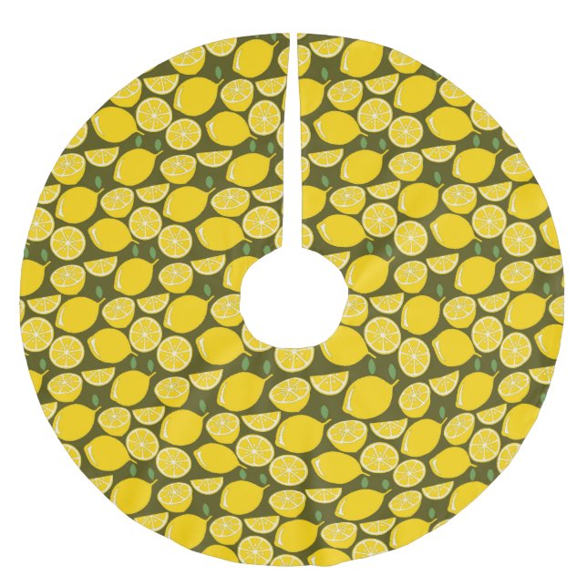 Lemon Yellow Modern Fun Niedlich Polyester Weihnachtsbaumdecke (Vorderseite)