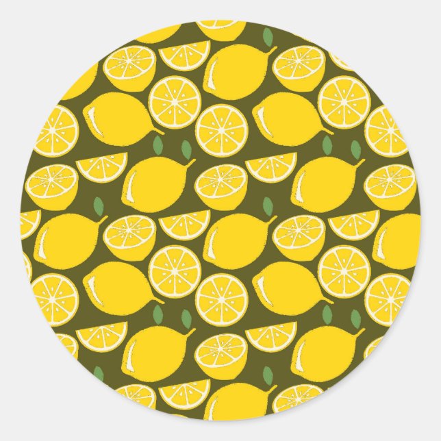 Lemon Yellow Modern Fun Niedlich Runder Aufkleber (Vorderseite)