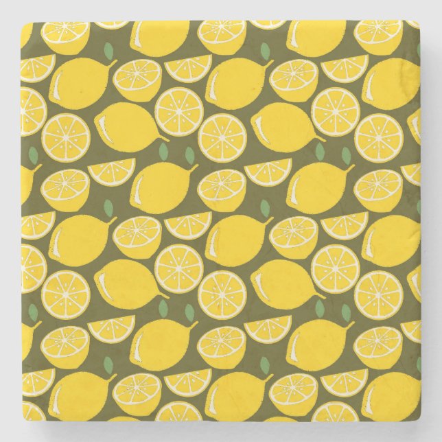 Lemon Yellow Modern Fun Niedlich Steinuntersetzer (Vorderseite)