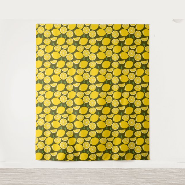 Lemon Yellow Modern Fun Niedlich Wandteppich (Vorderseite)
