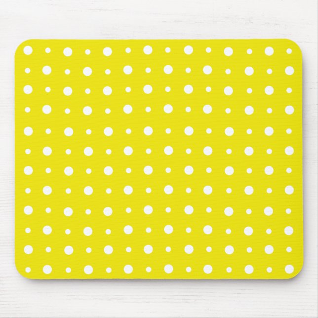 Lemon Yellow Mousepad, White Polka Dots Mousepad (Vorne)