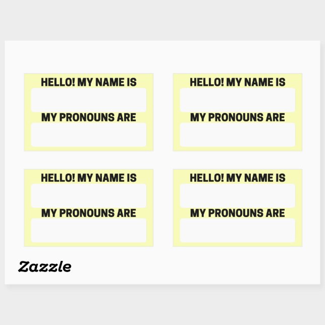 Lemon Yellow Name & Pronoun Labels Rechteckiger Aufkleber (Blatt)