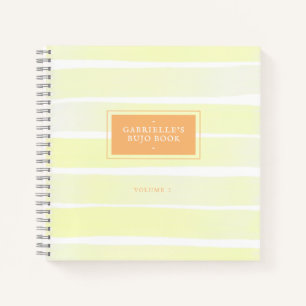 Lemon Yellow Orange Wasserfarbe Streifen Personali Notizbuch
