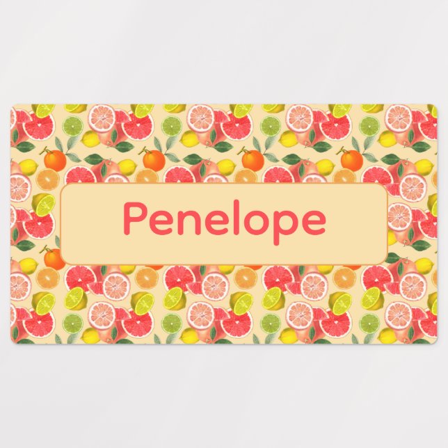 Lemon yellow pattern Labels with name Etiketten (Design 1)