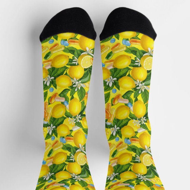 Lemon Yellow Pills Pharmacy Socken (Oben)