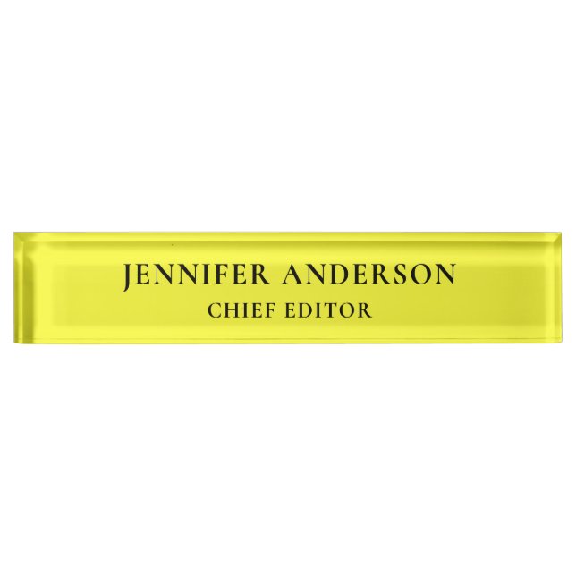 Lemon Yellow Professional Modern Plain Minimalist Namensplakette (Vorderseite)