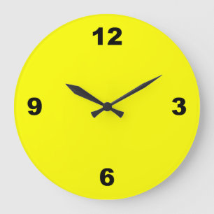 Lemon Yellow Simple Black Numbers Clock Große Wanduhr