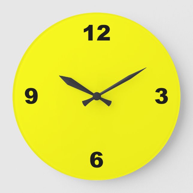 Lemon Yellow Simple Black Numbers Clock Große Wanduhr (Vorderseite)