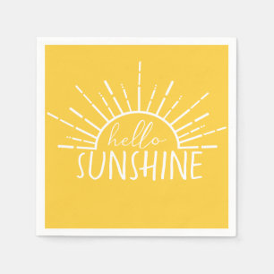 Lemon Yellow Simple Modern Hello Sunshine Serviette