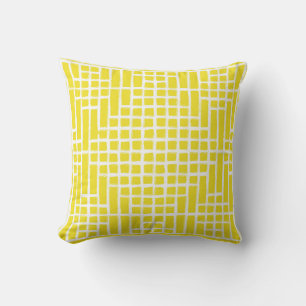 Lemon Yellow Square Pattern Kissen