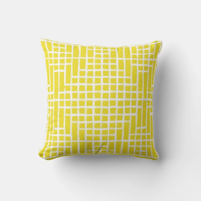Lemon Yellow Square Pattern Kissen (Vorderseite)