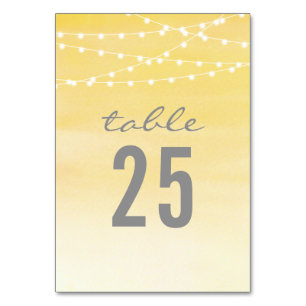 Lemon Yellow Wasserfarbe String Lights Tischnummer