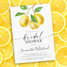Lemon Yellow Watercolor Bridal Dusche Einladung