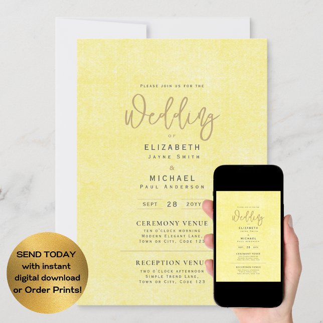 Lemon Yellow Wedding Instant Digital Download Einladung (Von Creator hochgeladen)