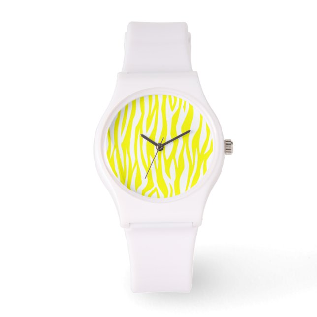Lemon Zebra Print Armbanduhr (Vorderseite)