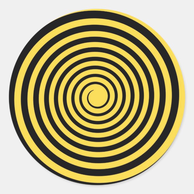 Lemon Zest Gelb & Schwarz Spiral Maßgeschneiderte  Runder Aufkleber (Vorderseite)