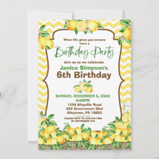 Lemon Zickzack Birthday Einladung