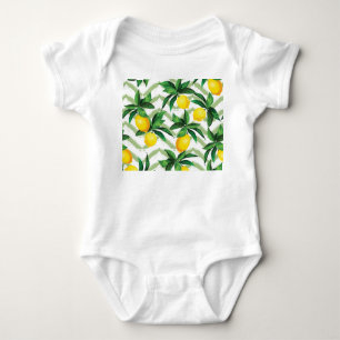 Lemon Zickzack: Vintages handgezeichnet Muster. Baby Strampler