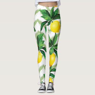 Lemon Zickzack: Vintages handgezeichnet Muster. Leggings