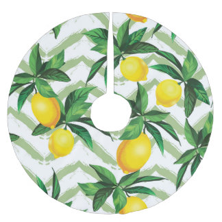 Lemon Zickzack: Vintages handgezeichnet Muster. Polyester Weihnachtsbaumdecke
