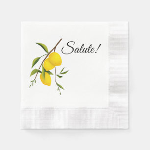 Lemon Zweigdesign mit Salute! Geprägt Serviette