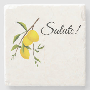 Lemon Zweigdesign mit Salute! Steinuntersetzer