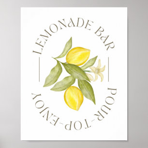 Lemonade Bar Sign für Lemon Themed Party Poster