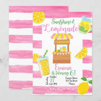 Lemonade Birthday Invitation, Lemonade Invitation, Einladung