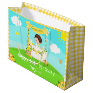 Lemonade Brown Hair Boy Happy Birthday Große Geschenktüte